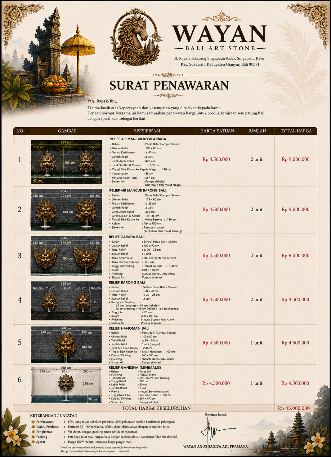 penawaran water fountain klapa jembrana bali
